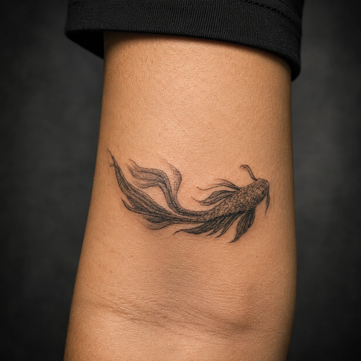 Peixe minimalista a tinta preta